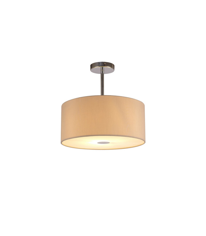 Baymont Polished Chrome E27 Semi Flush With 40cm x 18cm Dual Faux Silk Shade Nude Beige/Moonlight-1
