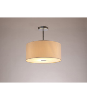 Baymont Polished Chrome E27 Semi Flush With 40cm x 18cm Dual Faux Silk Shade Nude Beige/Moonlight-2