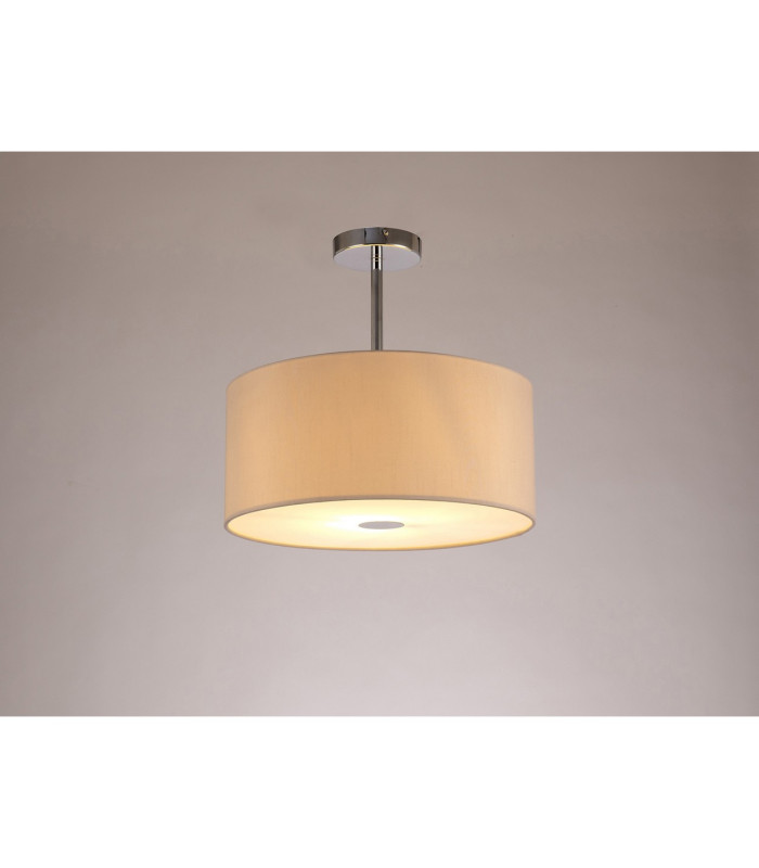 Baymont Polished Chrome E27 Semi Flush With 40cm x 18cm Dual Faux Silk Shade Nude Beige/Moonlight-2