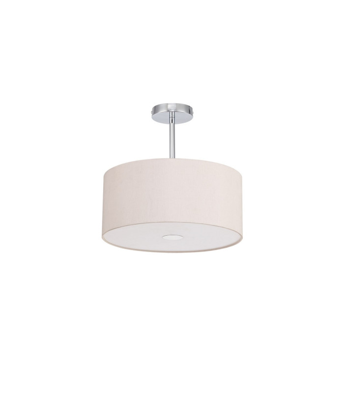 Baymont Polished Chrome E27 Semi Flush With 40cm x 18cm Dual Faux Silk Shade Nude Beige/Moonlight-4