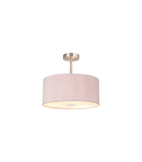 Baymont Polished Chrome E27 Semi Flush With 40cm x 18cm Dual Faux Silk Shade Taupe/Halo Gold-1
