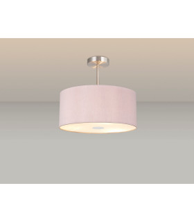 Baymont Polished Chrome E27 Semi Flush With 40cm x 18cm Dual Faux Silk Shade Taupe/Halo Gold-2