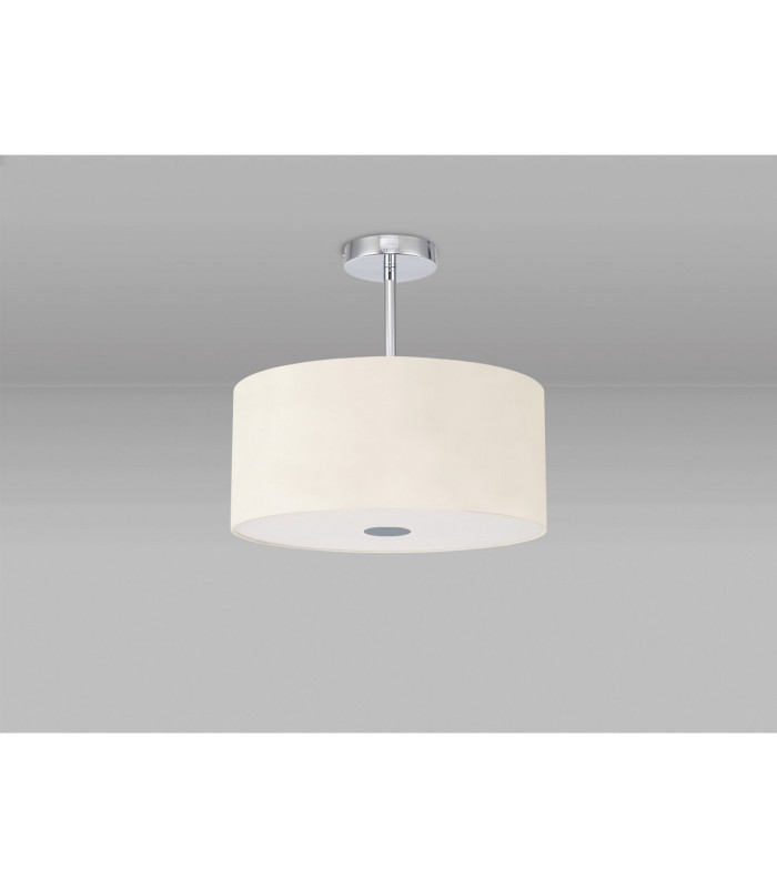 Baymont Polished Chrome E27 Semi Flush With 40cm x 18cm Faux Silk Shade Ivory Pearl/White Laminate-13