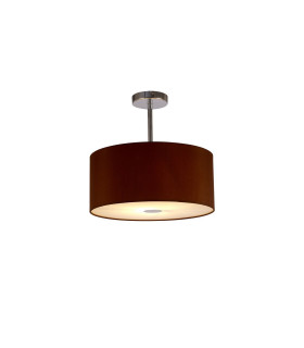Baymont Polished Chrome E27 Semi Flush With 40cm x 18cm Dual Faux Silk Shade Raw Cocoa/Grecian Bronze-1