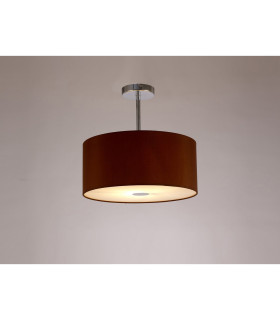 Baymont Polished Chrome E27 Semi Flush With 40cm x 18cm Dual Faux Silk Shade Raw Cocoa/Grecian Bronze-2