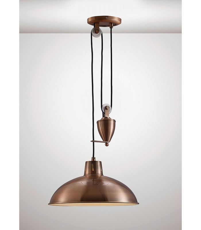 Pulley System Dome Ceiling Pendant E27 Antique Copper - 2