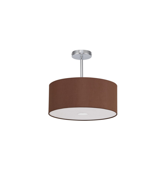 Baymont Polished Chrome E27 Semi Flush With 40cm x 18cm Dual Faux Silk Shade Raw Cocoa/Grecian Bronze-4