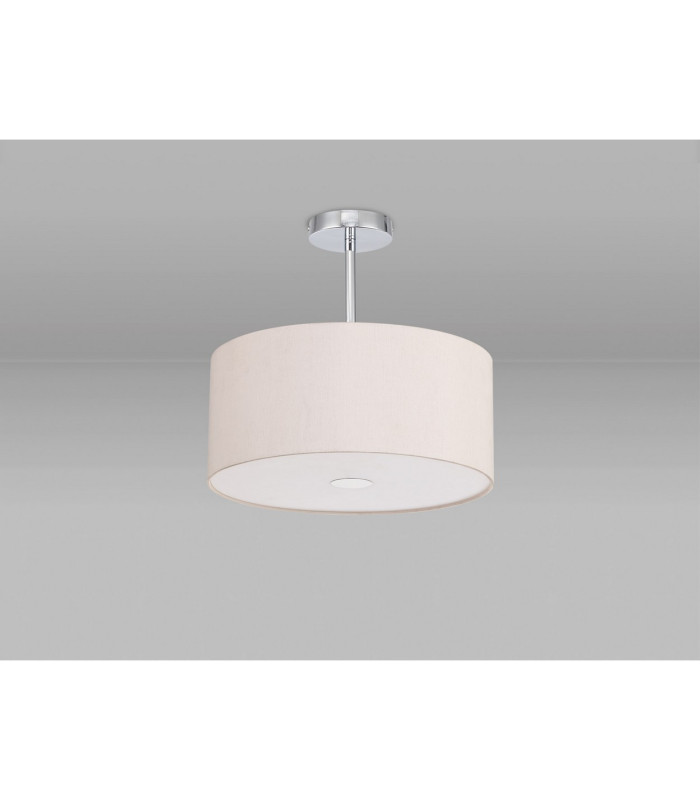 Baymont Polished Chrome E27 Semi Flush With 40cm x 18cm Dual Faux Silk Shade Nude Beige/Moonlight-13