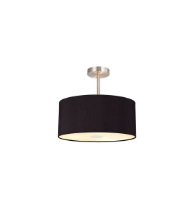 Baymont Polished Chrome E27 Semi Flush With 40cm x 18cm Dual Faux Silk Shade Black/Green Olive-1