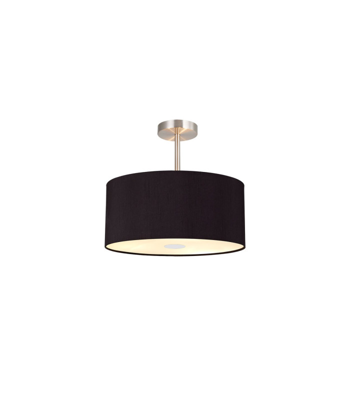 Baymont Polished Chrome E27 Semi Flush With 40cm x 18cm Dual Faux Silk Shade Black/Green Olive-1