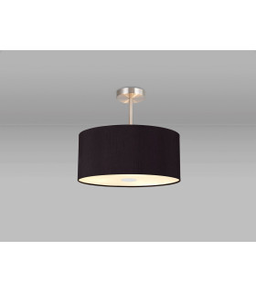 Baymont Polished Chrome E27 Semi Flush With 40cm x 18cm Dual Faux Silk Shade Black/Green Olive-2