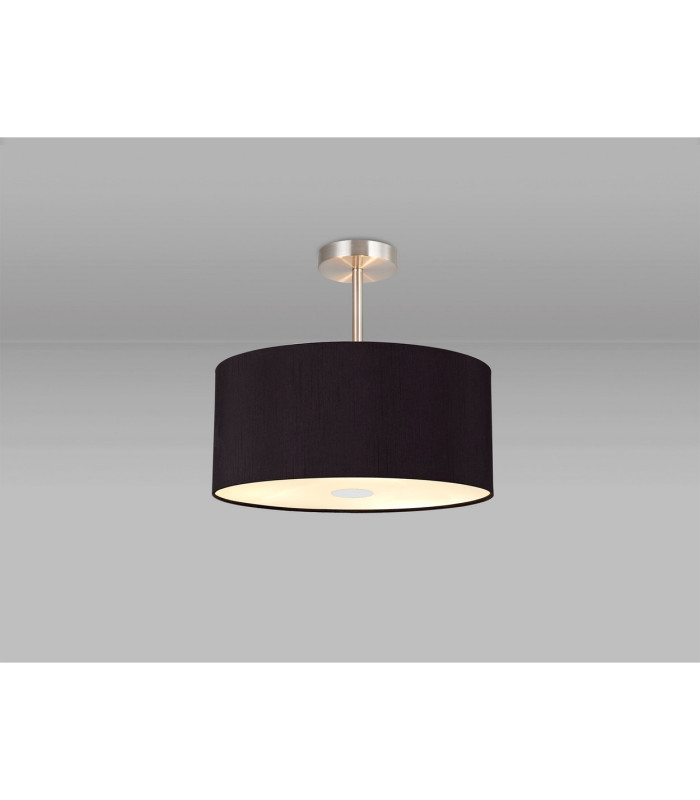 Baymont Polished Chrome E27 Semi Flush With 40cm x 18cm Dual Faux Silk Shade Black/Green Olive-2