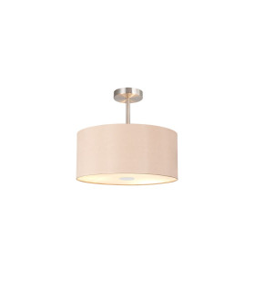 Baymont Polished Chrome E27 Semi Flush With 40cm x 18cm Dual Faux Silk Shade Antique Gold/Ruby-1