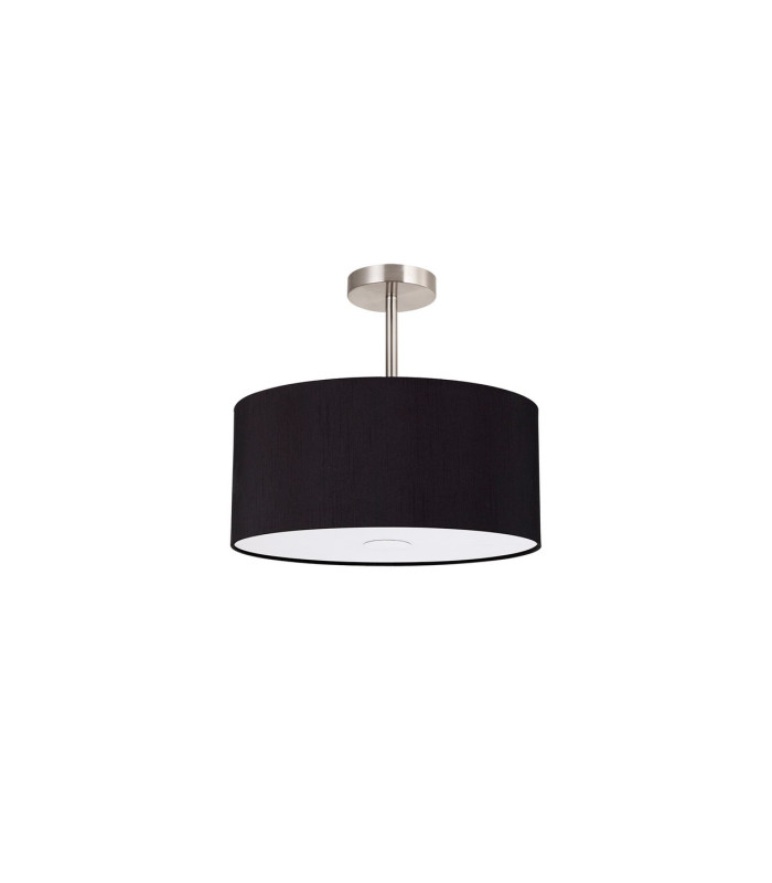 Baymont Polished Chrome E27 Semi Flush With 40cm x 18cm Dual Faux Silk Shade Black/Green Olive-4
