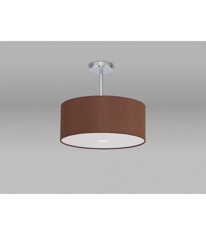 Baymont Polished Chrome E27 Semi Flush With 40cm x 18cm Dual Faux Silk Shade Raw Cocoa/Grecian Bronze-13