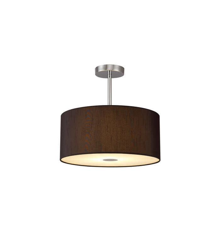 Baymont Polished Chrome E27 Semi Flush With 40cm x 18cm Faux Silk Shade Black/White Laminate-1