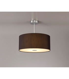 Baymont Polished Chrome E27 Semi Flush With 40cm x 18cm Faux Silk Shade Black/White Laminate-2