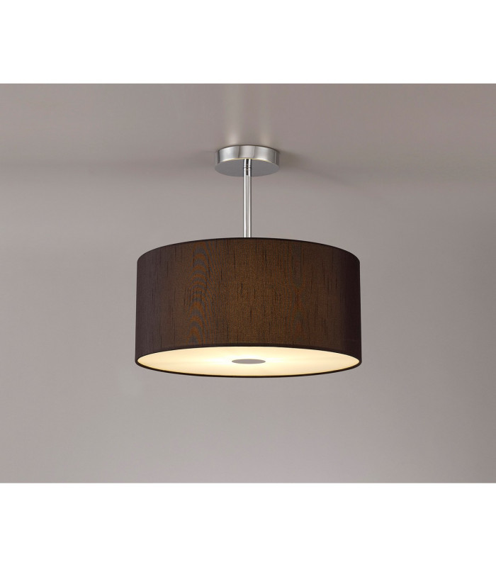 Baymont Polished Chrome E27 Semi Flush With 40cm x 18cm Faux Silk Shade Black/White Laminate-2