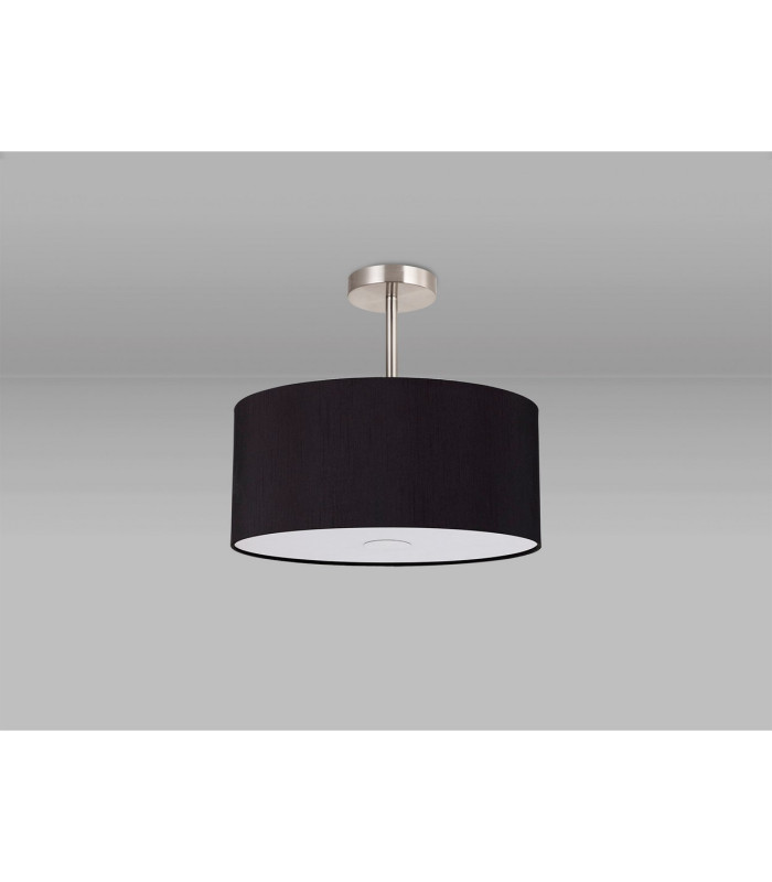 Baymont Polished Chrome E27 Semi Flush With 40cm x 18cm Dual Faux Silk Shade Black/Green Olive-13