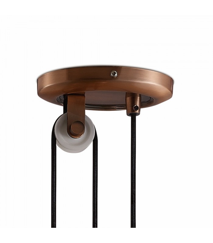 Pulley System Dome Ceiling Pendant E27 Antique Copper - 7