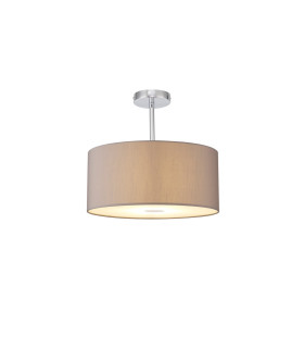 Baymont Polished Chrome E27 Semi Flush With 40cm x 18cm Faux Silk Shade Grey/White Laminate-1