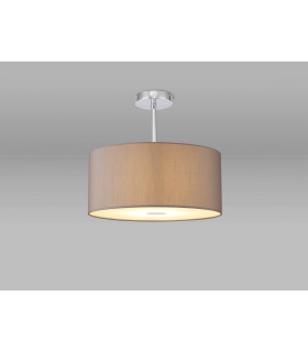 Baymont Polished Chrome E27 Semi Flush With 40cm x 18cm Faux Silk Shade Grey/White Laminate-2