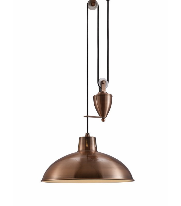 Pulley System Dome Ceiling Pendant E27 Antique Copper - 8