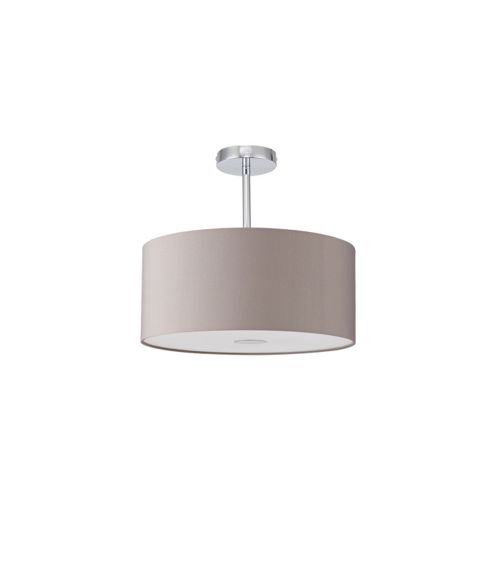 Baymont Polished Chrome E27 Semi Flush With 40cm x 18cm Faux Silk Shade Grey/White Laminate-4