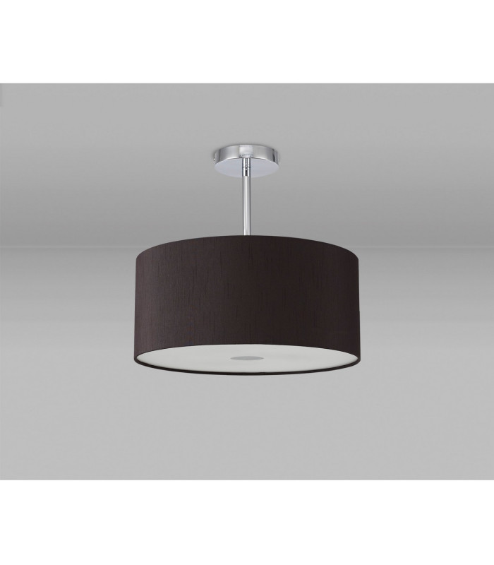 Baymont Polished Chrome E27 Semi Flush With 40cm x 18cm Faux Silk Shade Black/White Laminate-13