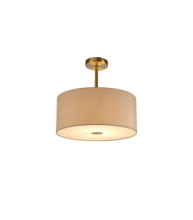 Baymont Antique Brass E27 Semi Flush With 40cm x 18cm Dual Faux Silk Shade Nude Beige/Moonlight-1
