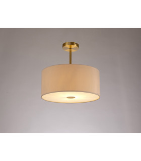 Baymont Antique Brass E27 Semi Flush With 40cm x 18cm Dual Faux Silk Shade Nude Beige/Moonlight-2