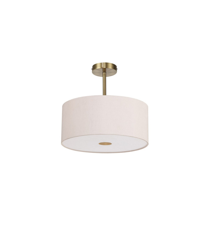 Baymont Antique Brass E27 Semi Flush With 40cm x 18cm Dual Faux Silk Shade Nude Beige/Moonlight-4