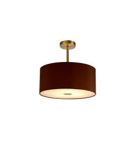 Baymont Antique Brass E27 Semi Flush With 40cm x 18cm Dual Faux Silk Shade Raw Cocoa/Grecian Bronze-1