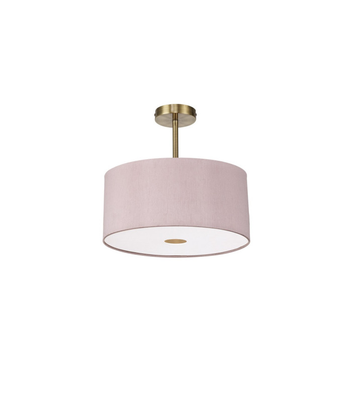 Baymont Antique Brass E27 Semi Flush With 40cm x 18cm Dual Faux Silk Shade Taupe/Halo Gold-4