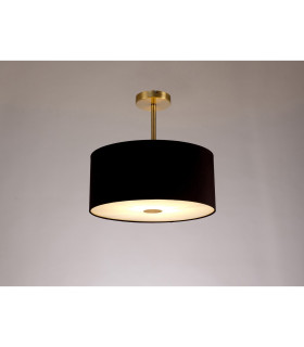 Baymont Antique Brass E27 Semi Flush With 40cm x 18cm Dual Faux Silk Shade Black/Green Olive-2