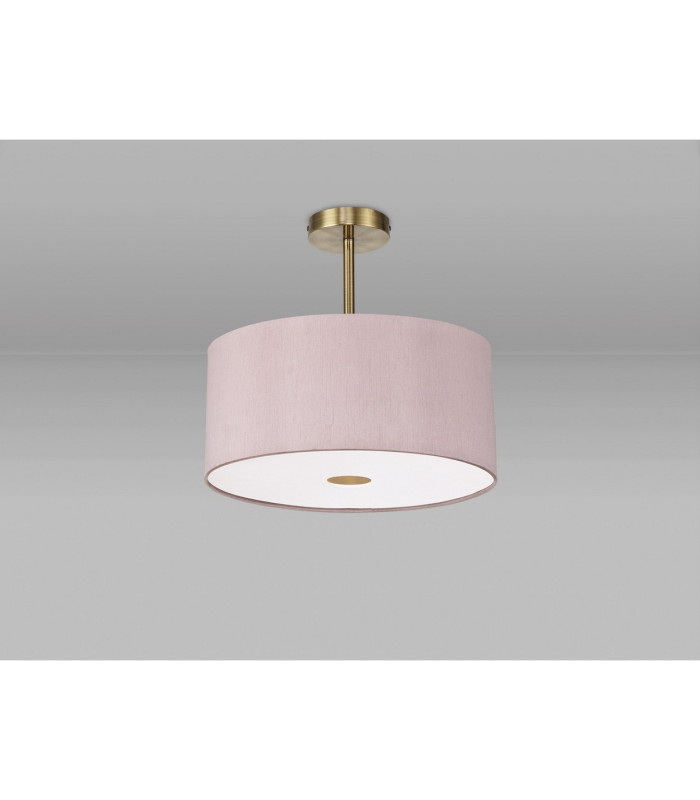 Baymont Antique Brass E27 Semi Flush With 40cm x 18cm Dual Faux Silk Shade Taupe/Halo Gold-13