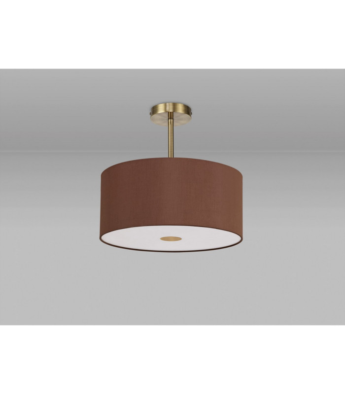 Baymont Antique Brass E27 Semi Flush With 40cm x 18cm Dual Faux Silk Shade Raw Cocoa/Grecian Bronze-13