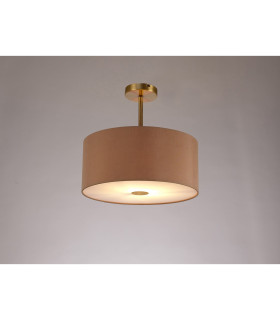 Baymont Antique Brass E27 Semi Flush With 40cm x 18cm Dual Faux Silk Shade Antique Gold/Ruby-2