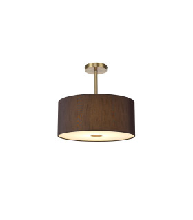Baymont Antique Brass E27 Semi Flush With 40cm x 18cm Faux Silk Shade Black/White Laminate-1