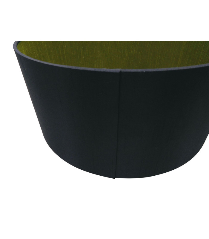Baymont Antique Brass E27 Semi Flush With 40cm x 18cm Dual Faux Silk Shade Black/Green Olive-9