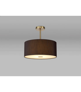 Baymont Antique Brass E27 Semi Flush With 40cm x 18cm Faux Silk Shade Black/White Laminate-2