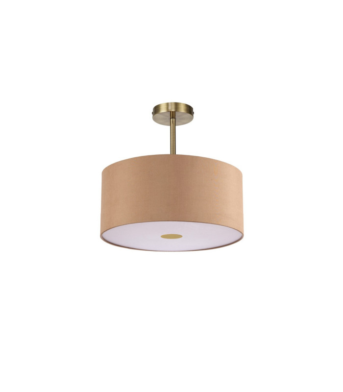 Baymont Antique Brass E27 Semi Flush With 40cm x 18cm Dual Faux Silk Shade Antique Gold/Ruby-4