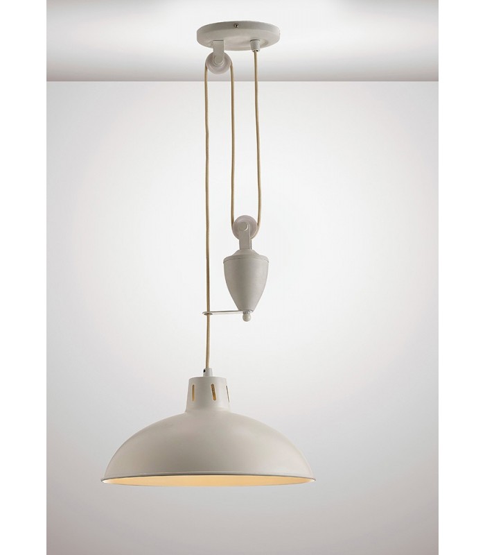 Pulley System Dome Ceiling Pendant E27 Matt White - 2