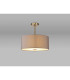 Baymont Antique Brass E27 Semi Flush With 40cm x 18cm Faux Silk Shade Grey/White Laminate-2