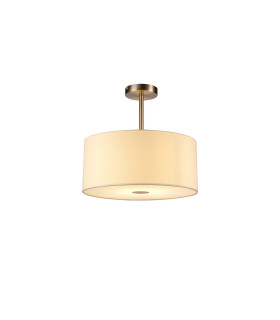 Baymont Satin Nickel E27 Semi Flush With 40cm x 18cm Faux Silk Shade Ivory Pearl/White Laminate-1