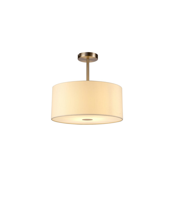 Baymont Satin Nickel E27 Semi Flush With 40cm x 18cm Faux Silk Shade Ivory Pearl/White Laminate-1