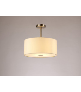 Baymont Satin Nickel E27 Semi Flush With 40cm x 18cm Faux Silk Shade Ivory Pearl/White Laminate-2