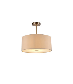Baymont Satin Nickel E27 Semi Flush With 40cm x 18cm Dual Faux Silk Shade Nude Beige/Moonlight-1