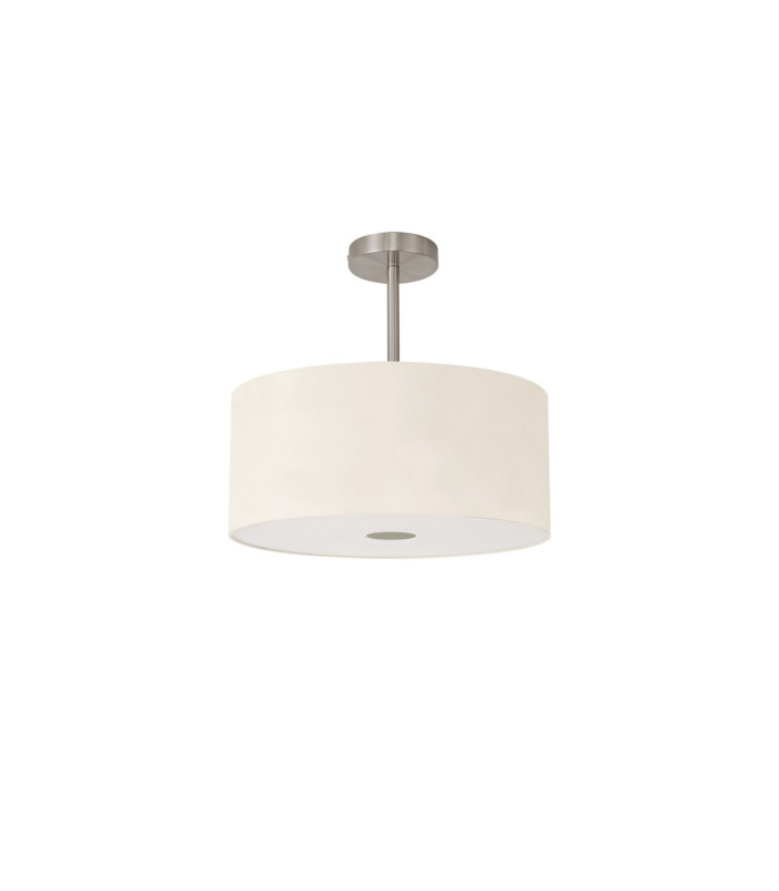 Baymont Satin Nickel E27 Semi Flush With 40cm x 18cm Faux Silk Shade Ivory Pearl/White Laminate-4