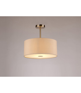 Baymont Satin Nickel E27 Semi Flush With 40cm x 18cm Dual Faux Silk Shade Nude Beige/Moonlight-2